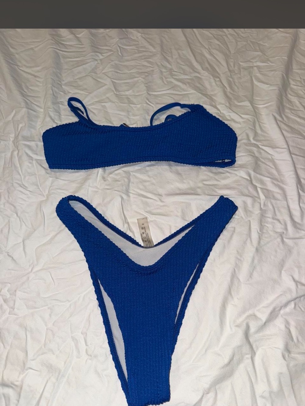 Blue Girls' One-Piece Swimwear - Textured High-Cut Style